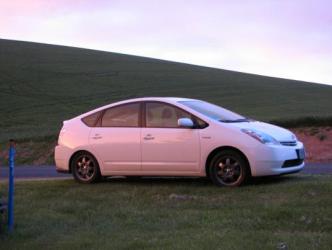 Prius at sunset ~  Our talking hybrid.. 