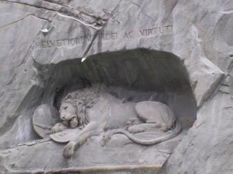 Swiss Lion ~  This was carved to protect Switzerland, especially against the French. 