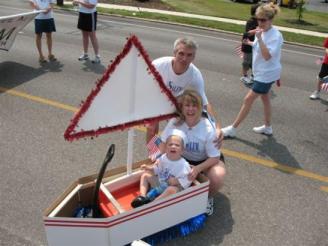 Part of the minnow fleet ~  The kids rode in decorated wagons - the minnow fleet. 