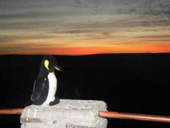 Who's a lucky Penguin? ~  An amazing sunset at the Fish River Canyon. Your's truly enjoying the view. 