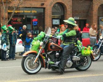 Green bike-rider... ~  March 13, 2010 in Missoula, Montana. (Ah... but is this a hog? 
