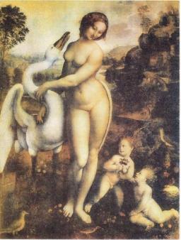 Leda and the swan ~ Zeus came to Leda and seduced her in the form of a swan.
