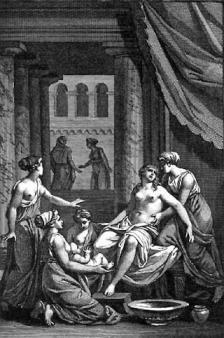 The birth of Heracles ~ Zeus slept with Alcmene, his great-granddaughter, and conceived
Heracles.
