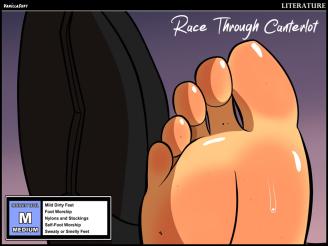 Race Through Canterlot - Cover ~  [Link To Item #2279957]  contains at a minimum:
Mild Dirty Feet
Foot Worship
Nylons and Stockings
Self-Foot Worship
Sweaty or Smelly Feet

Full Description:
After the bus refuses to show up on a sizzling day, three girls decide to walk the way home. But they spice it up by converting this into a footrace through the city of Canterlot. Whoever reaches the destination first dictates what foot fetish activities will go on for the night.