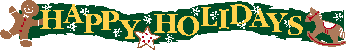 happy holidays banner with decorations