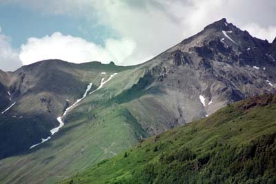 Most mountain tops are barren, unless covered with snow.