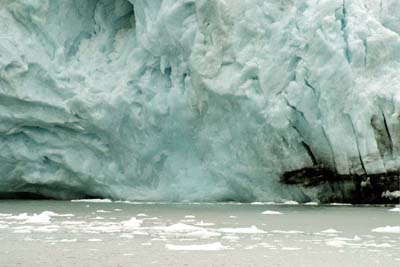 A 'calf' breaking from the glacier makes a splash