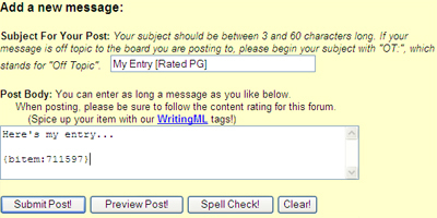 Picture to explain how to post an entry