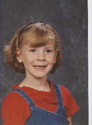 Her Kindergarten photo, age 5, October 1, 2002