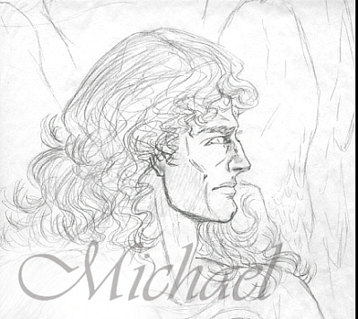 Rough pencil sketch of Archangel Michael - Profile