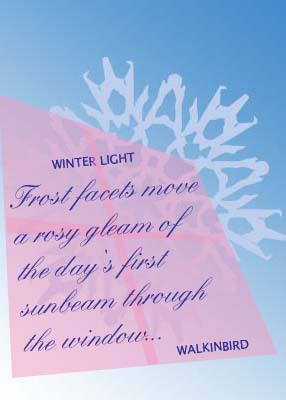 freeform poetry line by Walkinbird on a winter snowflake