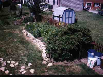 Building the rock wall around the railroad