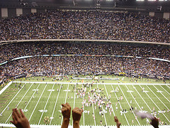 Nearly 70,000 fan(actics) crowded the Superdome for the Saints-Falcons game...