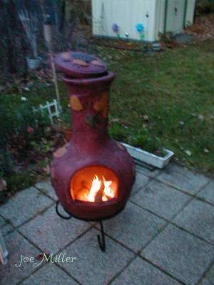 A warm place on the patio for conjuring and conversation.