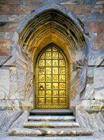 Bok Tower Door - brass - with the story of Creation etched upon it.