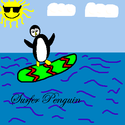 a surfer penguin