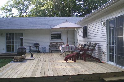 Deck with small patio attached