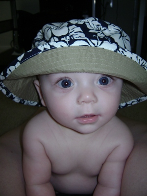 Baby Ray in sun hat
