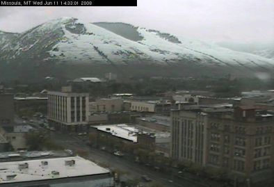 June 11, 2008: snow over downtown Missoula, Montana