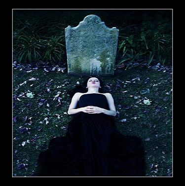 Lady laying on a grave for my favorite story I've written