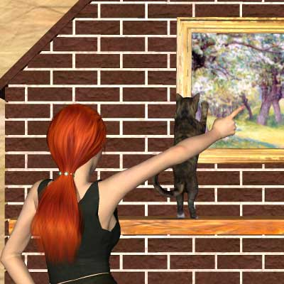 A pretty Poser of my cat clawing a painting by Angel.