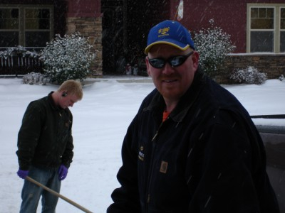 Brr! This shoveling business is hard work!