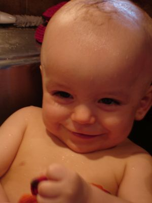 Skyler loves baths!
