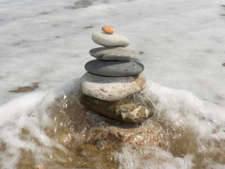 stone tower in the ocean