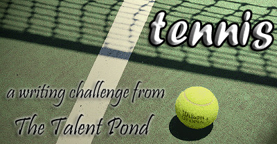 Banner/logo for The Talent Pond's tennis writing challenge.