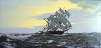 A ship is rough seas.