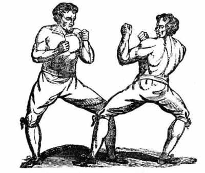 two boxers shaping up to each other