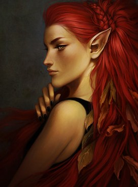 Profile or red headed elf girl