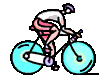 A pedaling bikerider