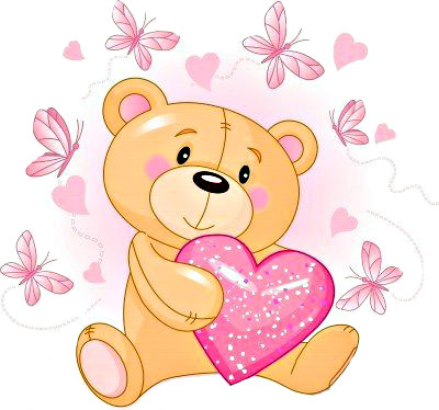 Bear Hugging Pink Heart