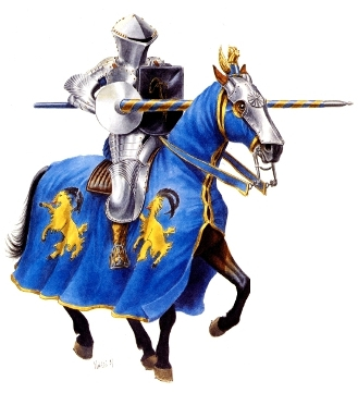 a knight in heavy jousting armour