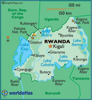 Map of Rwanda showing location of Kigali.