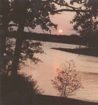 The moon shines over Lake Arcadia