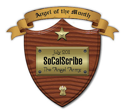 My plaque for being one of The Angel Army's Angels of the Month, July 2011.