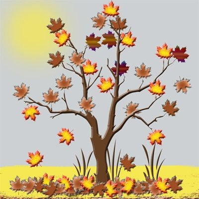 Clipart of a tree in Autumn.