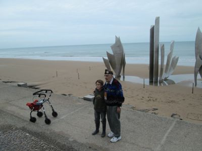 Veteran posing with young boy