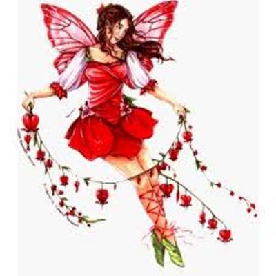 Fairy in red dress for my children's story, "Lynn's Enchanting Nighttime Visitors"