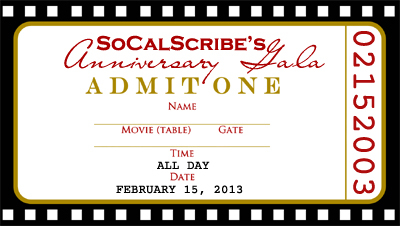 Logo for SoCalScribe's 10th Anniversary Gala activity.