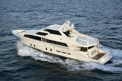 A custom Falcon 96 with hydro-wings with twin 1300 HP  turbine drive screw propulsion jets