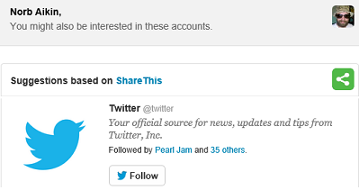 Apparently Twitter thinks I should follow Twitter.