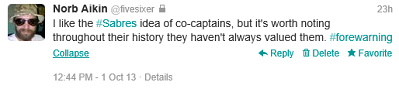 Used to tell a history of Sabres captains.