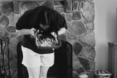 From film: devouring my birthday cake.