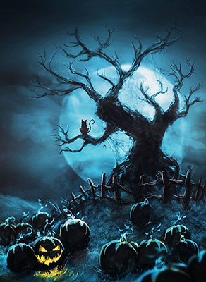Halloween image - a tree in a pumpkin patch that is kind to others