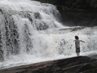 A small boy against nature.