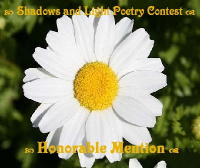 Honorable Mention win, Shadows and Light Poetry Contest; poem, "This Is Not A Sad Song"
