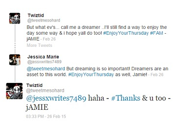 Jamie replied to my tweet today!